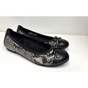 Vionic Ballet Flats Womens 5 Black Snakeskin Print Minna Shoes